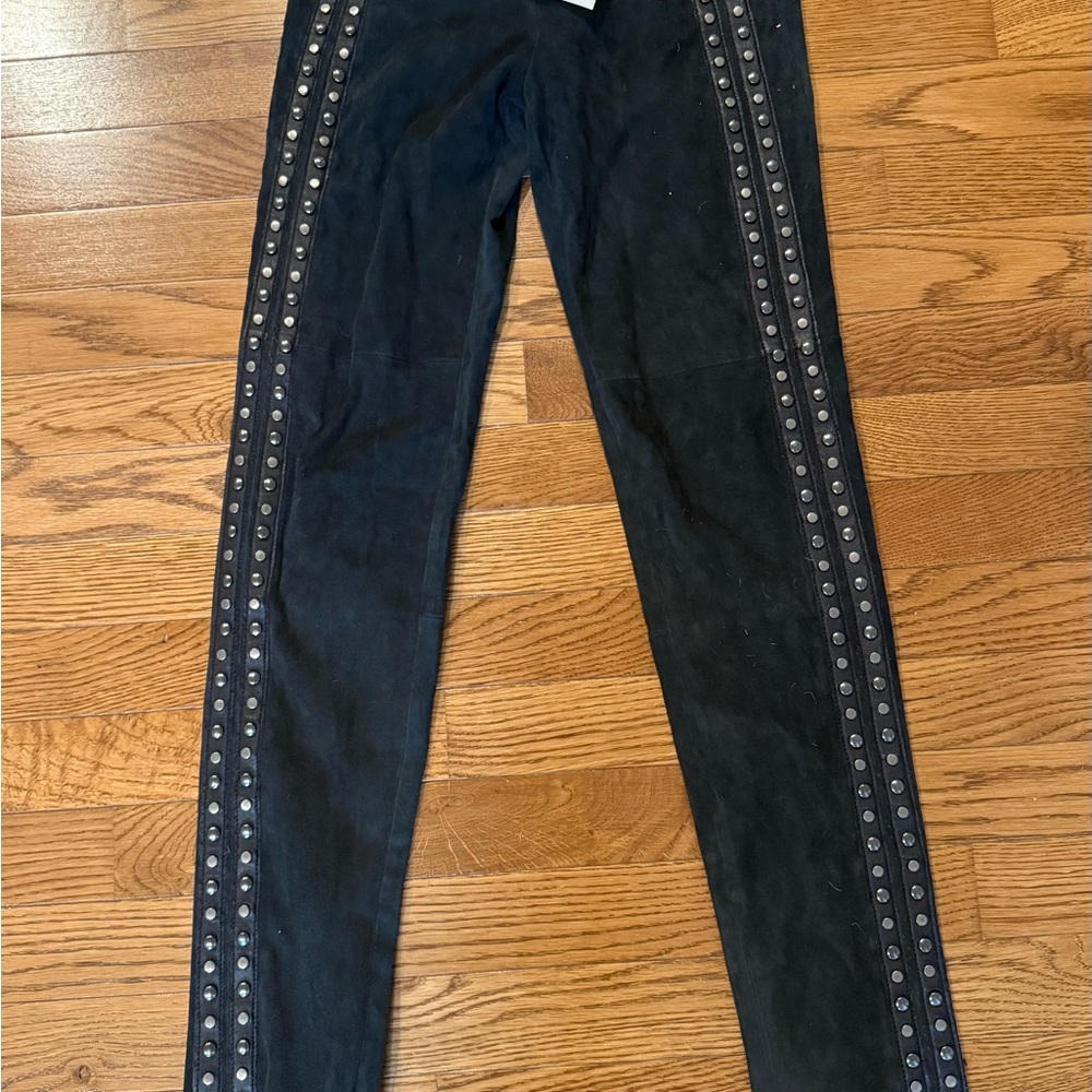 Isabel Marant Black Studded Skinny Suede Pants
